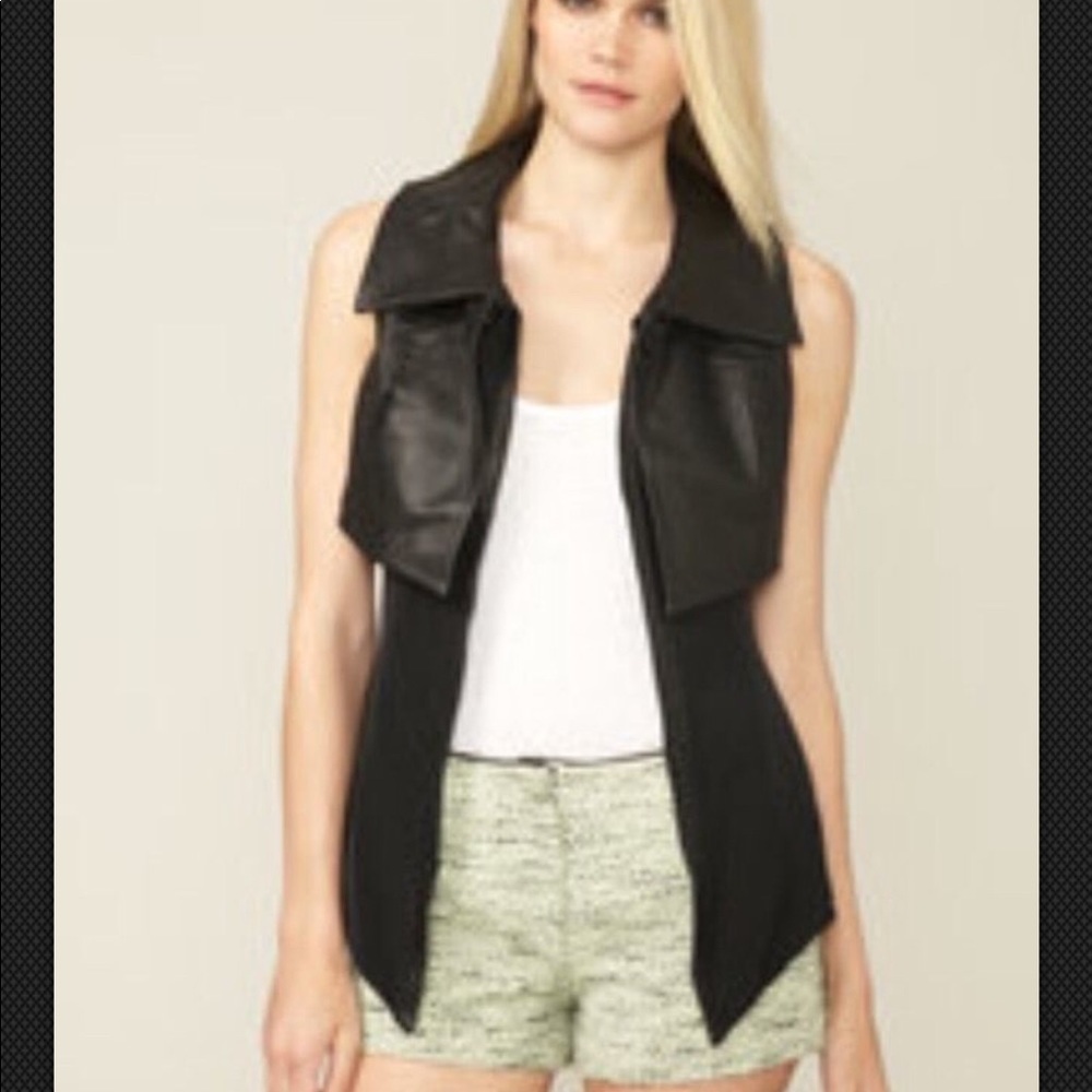 Miha Edgy Black Leather And Silk Vest Removable